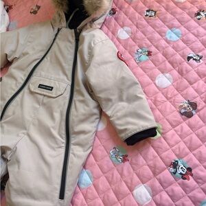 Canada Goose Beige Snowsuit with Fur Hood